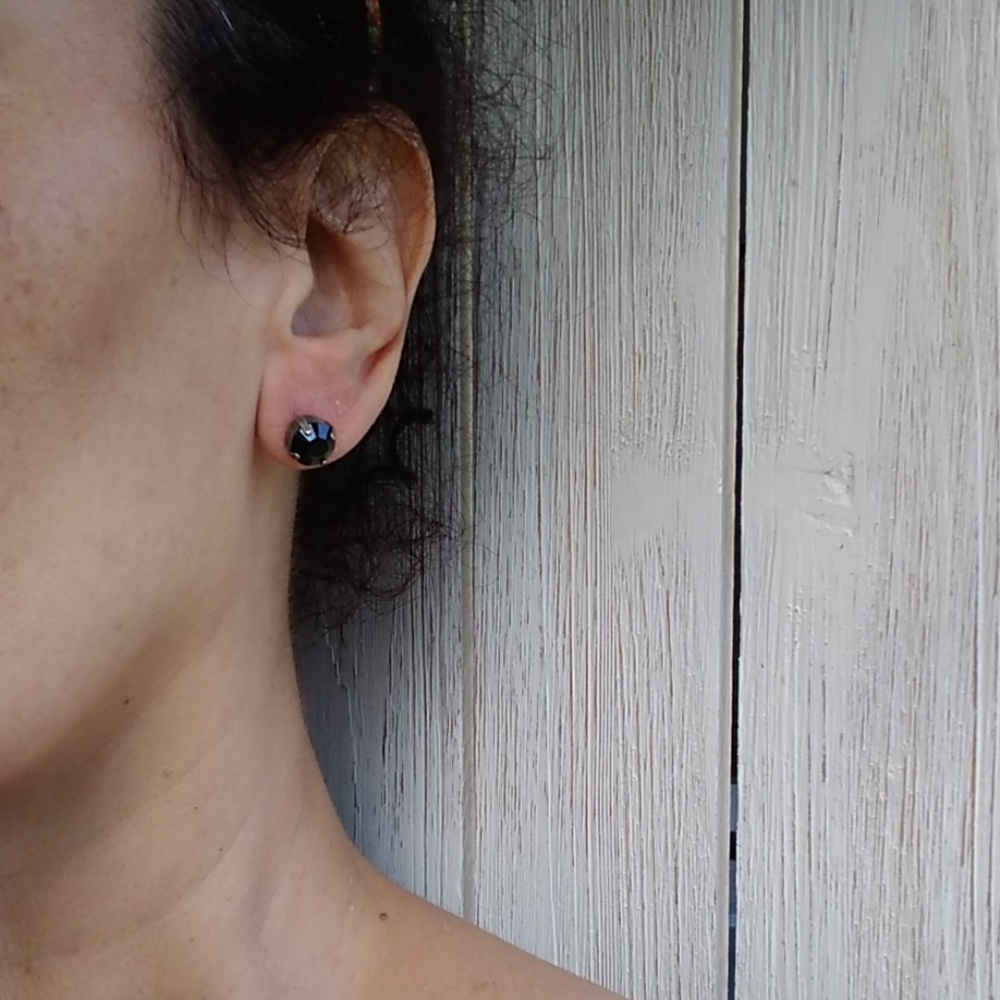 Jet (black ) Swarovski Crystal Stud EARRINGS